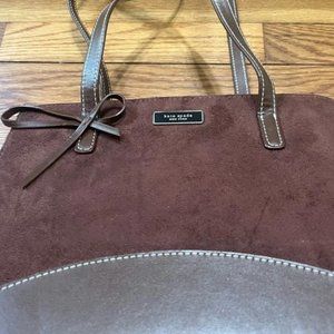 KATE SPADE BROWN FAUX SUEDE BOOTLEG BAG